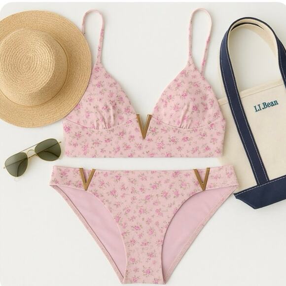 Victorias Secret Swim V- Hardware Sexy Two Piece Bikini Ditsy Floral Small - Picture 10 of 10